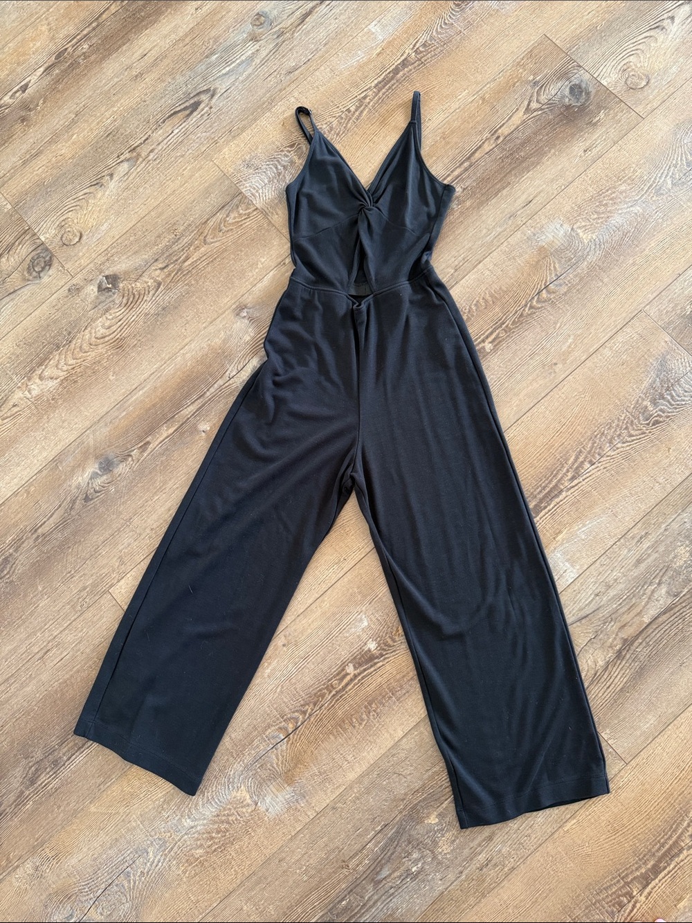 Hollister Black Sleeveless V-Neck Wide-Leg Jumpsuit